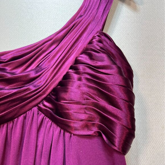 Davids Bridal Womens One-Shoulder Evening Bridesmaid Gown XS Plum Wedding Formal - Picture 4 of 9